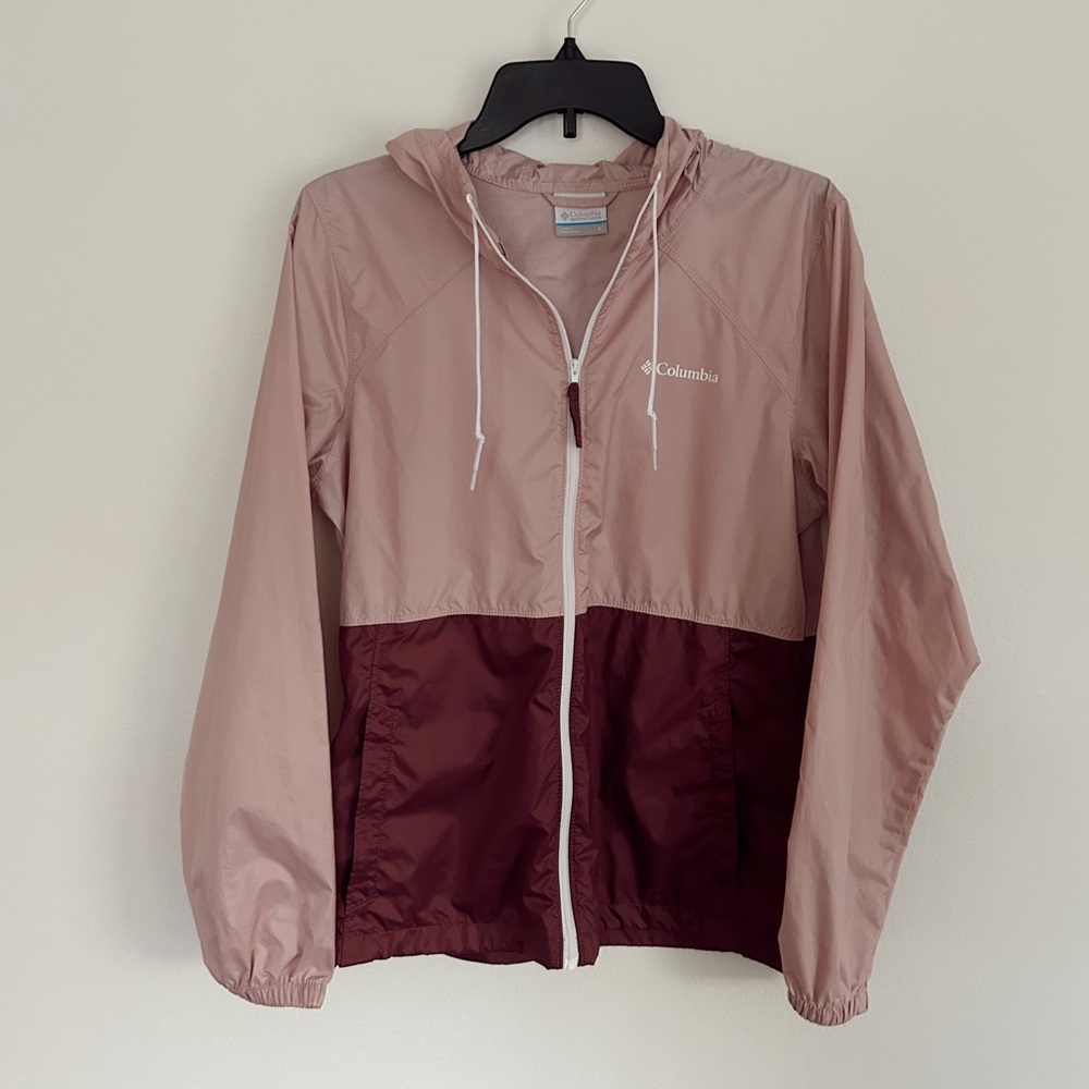 Columbia Women’s Windbreaker Hooded Pink Size Small